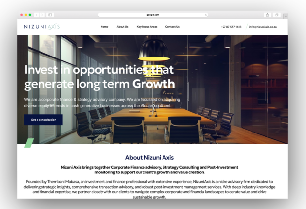 Dsignr Digital | Web design solutions for corporate finance & strategy advisory company Nizuni Axis